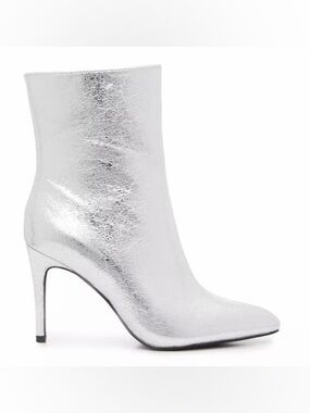 Mia Metallic Silver Women's Pointed-Toe Ankle Boots